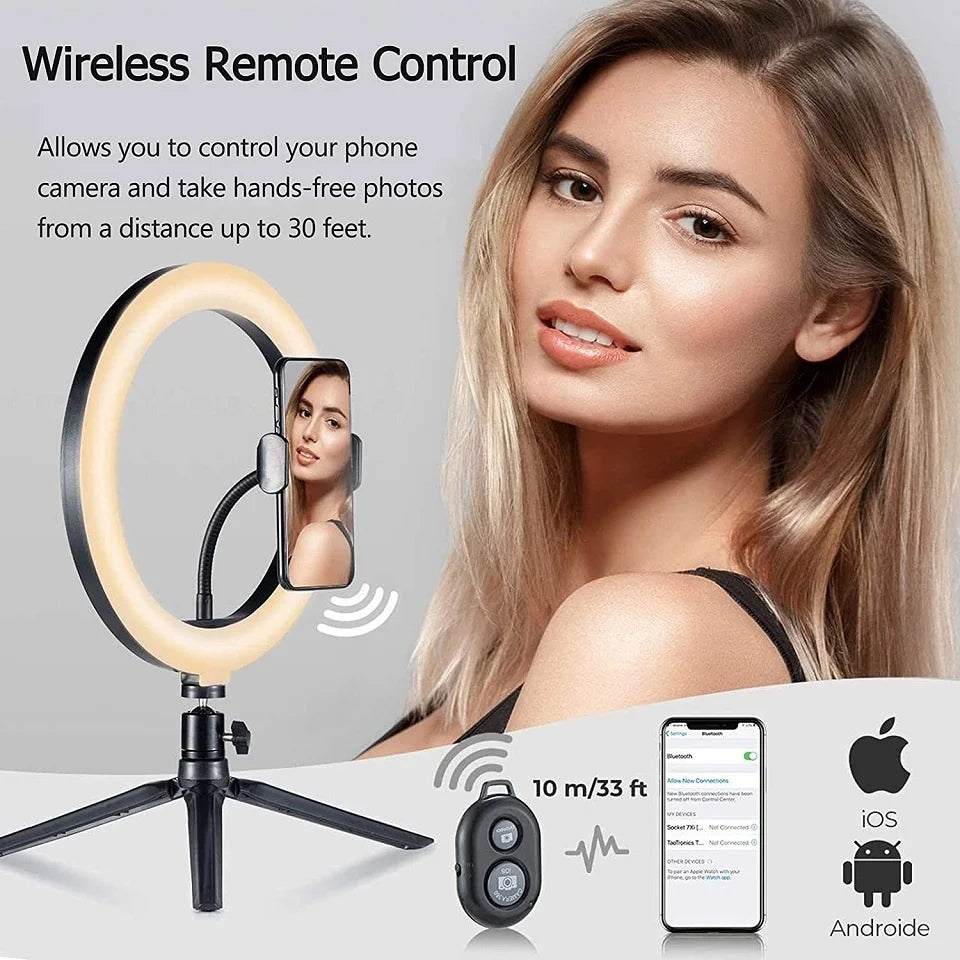 Selfie Ring Light Phone Stand With Folding Arm Circle