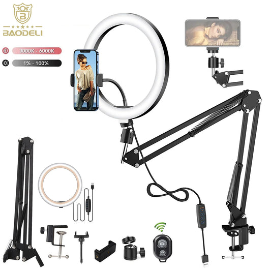 Selfie Ring Light Phone Stand With Folding Arm Circle