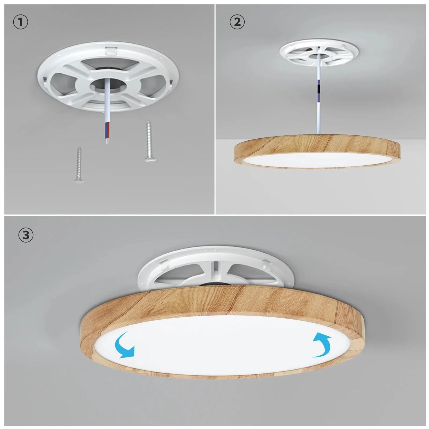 Ceiling Light Dimmable Wood Flush Mount