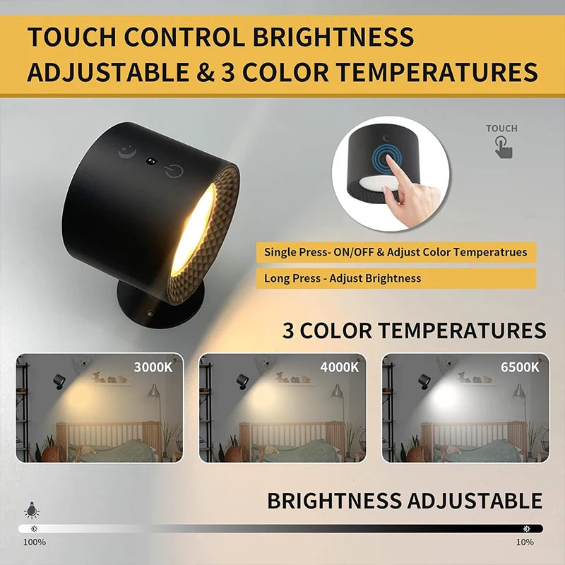 Led Double Head Wall Lamp Touch Control Remote