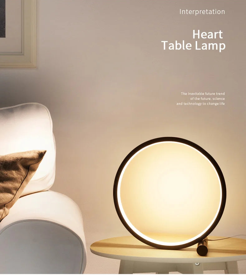 Table Lamp Circular Desk Dimmable Bedside