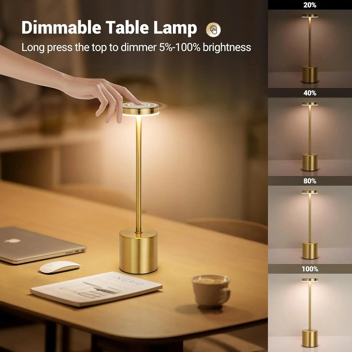 Simple Rechargeable Touch Metal Table Lamp