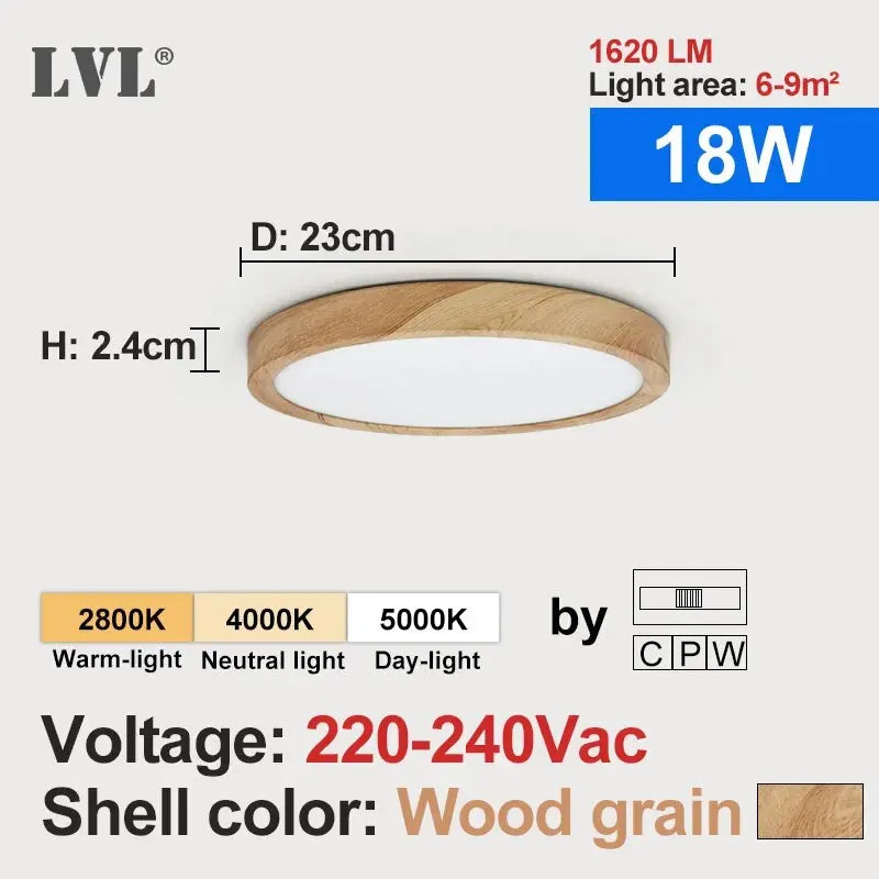 Ceiling Light Dimmable Wood Flush Mount