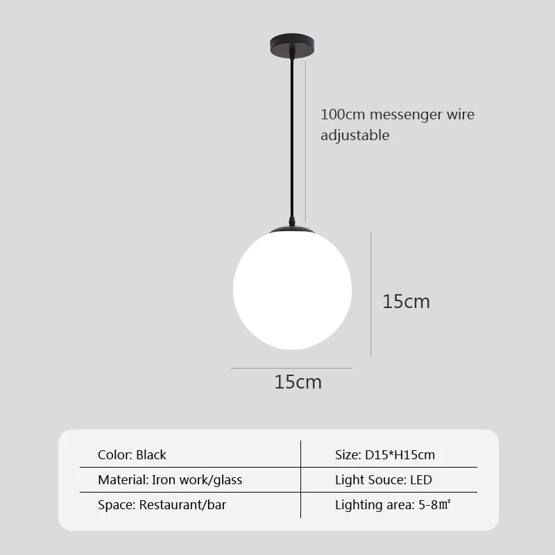 Modern Glass Pendant Lights Bedside Hanging