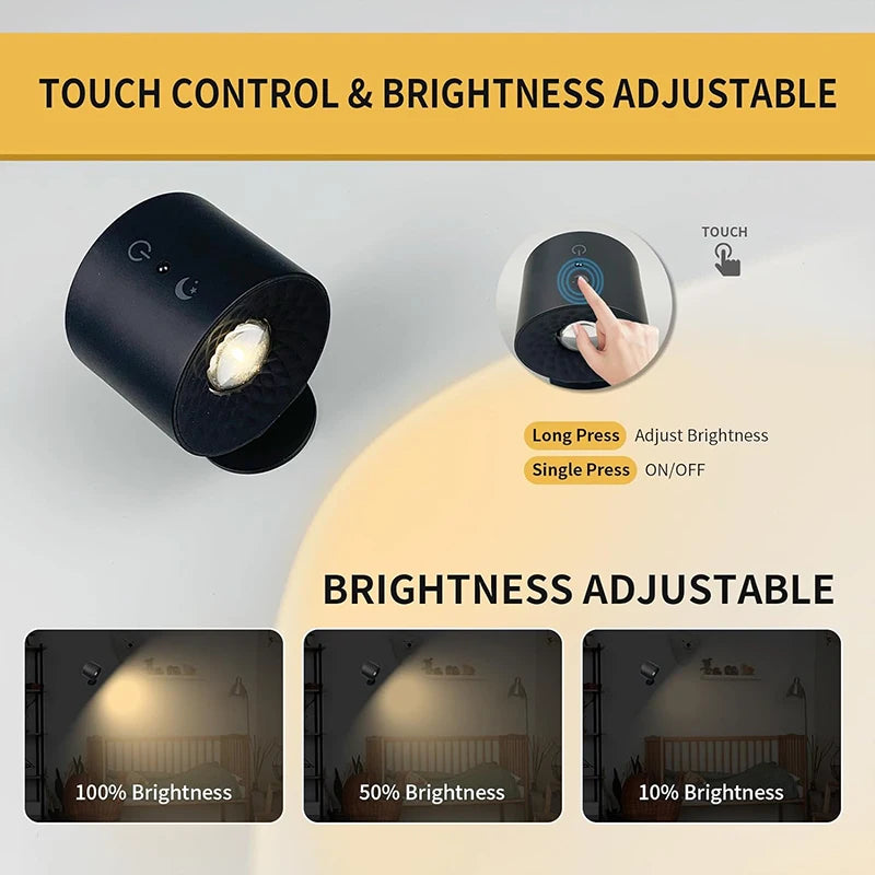 Led Double Head Wall Lamp Touch Control Remote