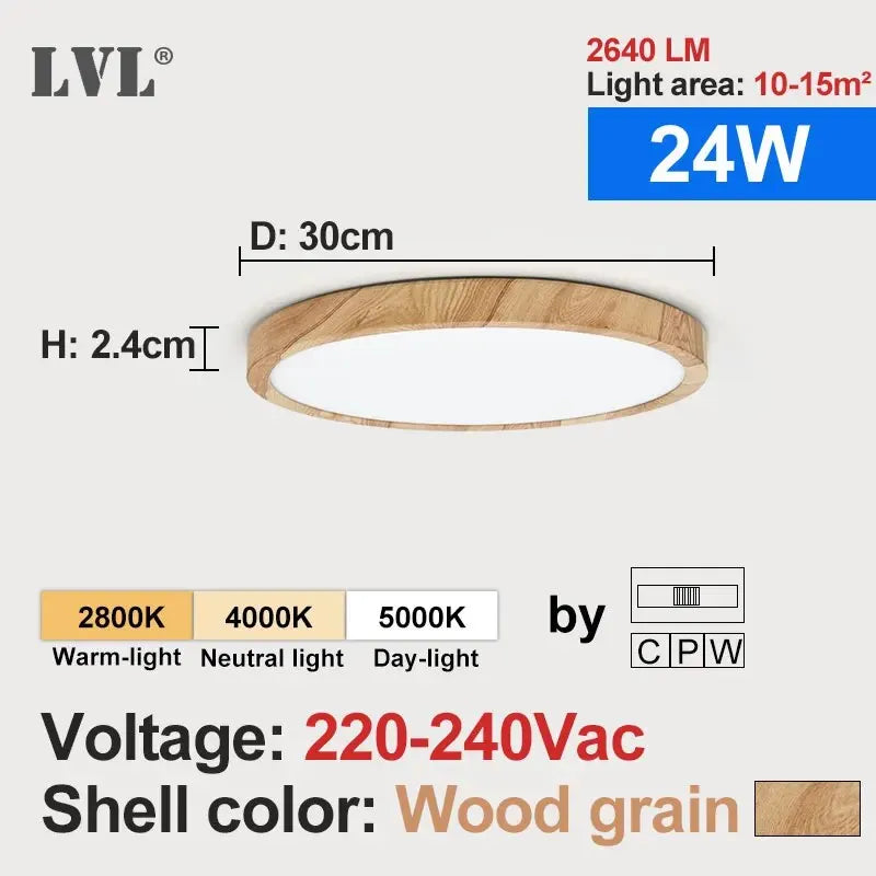 Ceiling Light Dimmable Wood Flush Mount