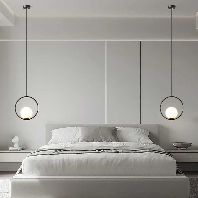 Modern Glass Pendant Lights Bedside Hanging