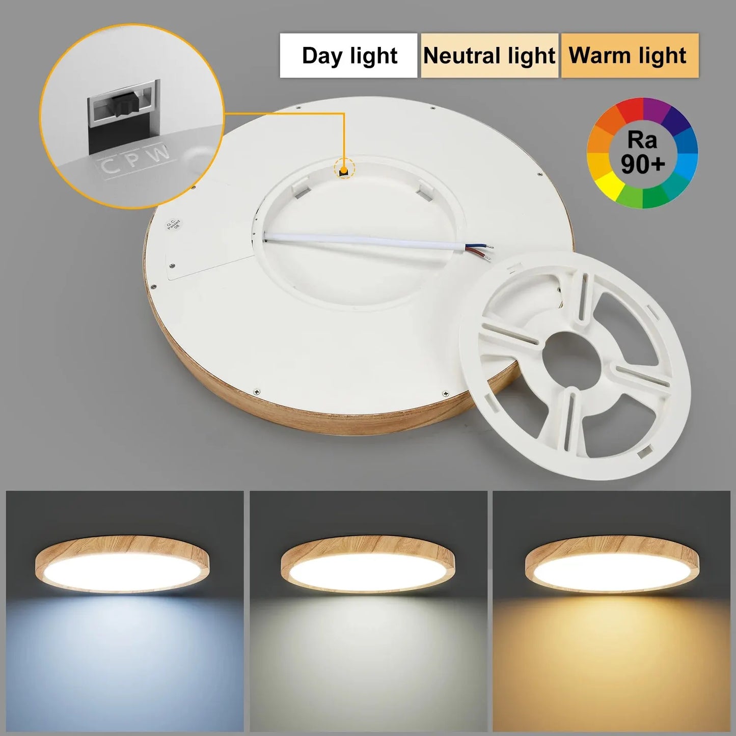 Ceiling Light Dimmable Wood Flush Mount